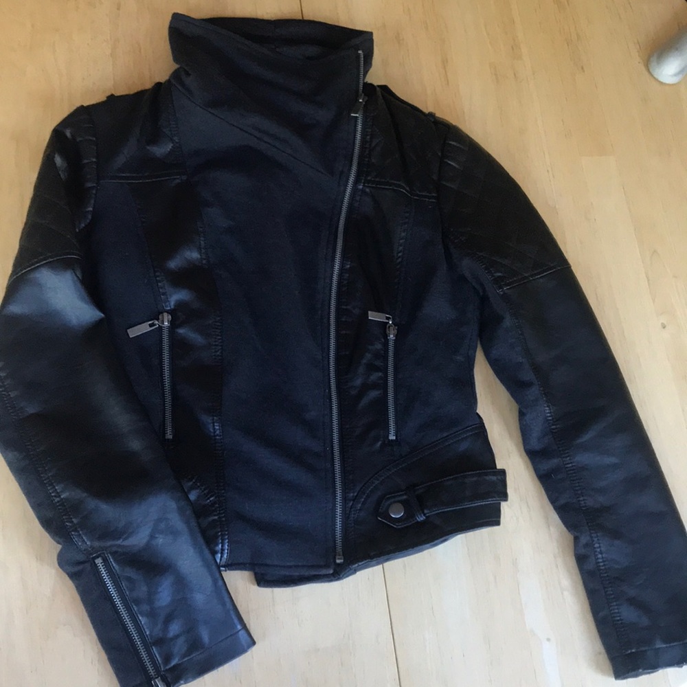Zippered High Neck Biker Jacket